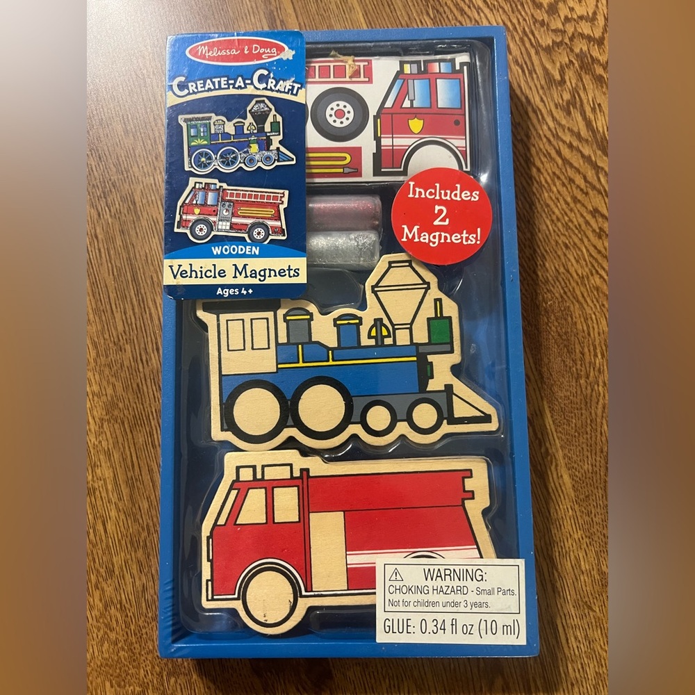 Kids BNIB Melissa & Doug Create A Craft Wooden Vehicle Magnets Kit